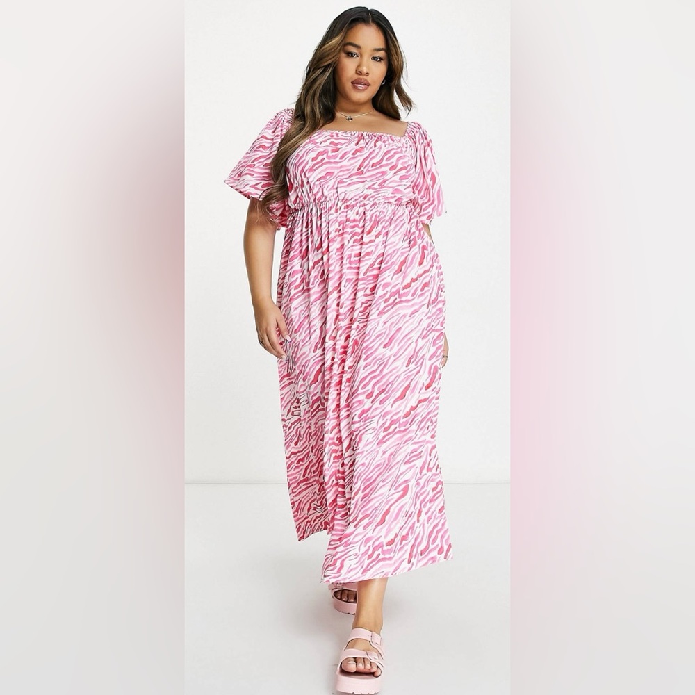 Asos Design Curve Flutter Sleeve Maxi Beach Dress… - image 1